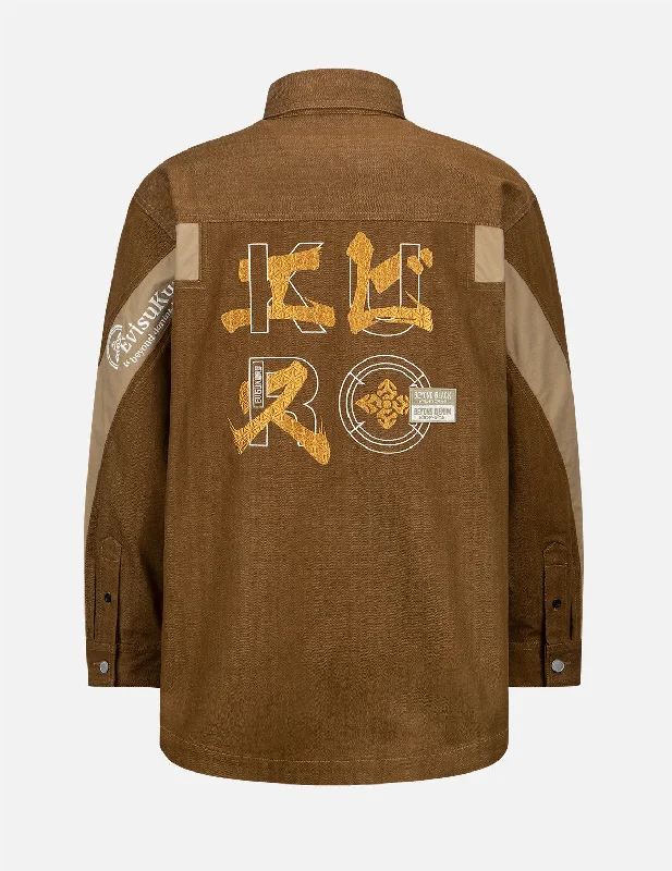 Sashiko Logo Embroidered Denim Shirt Jacket Hooded Jacket Caped Jacket Shawl Collar Jacket