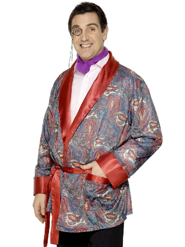 Smoking Jacket Adult Paisley Pattern Zip Front Button Front Snap Front