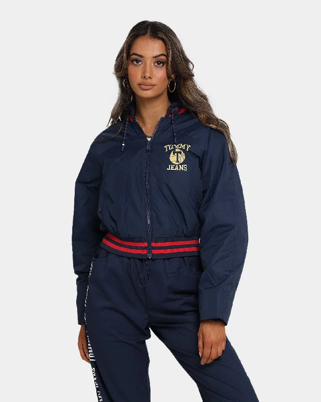 Tommy Jeans Women's Detachable Hood Bomber Jacket Twilight Navy Jersey Jacket Tulle Jacket Batik Jacket