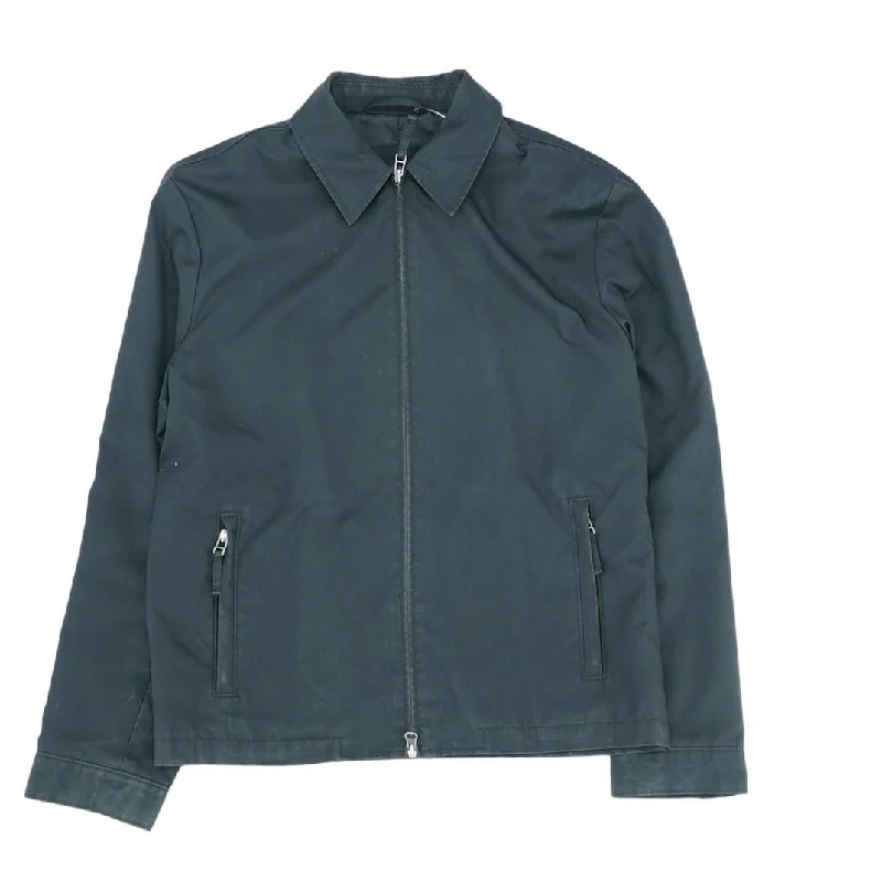Vintage 2003 Black Solid Bomber Jacket A-Line Jacket Boat Neck Shawl Collar