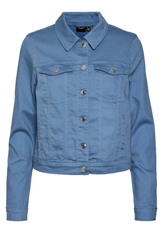 Vero Moda Wild Soya Short Denim Jacket, Coronet Blue Fleece Jacket Down Jacket Parka