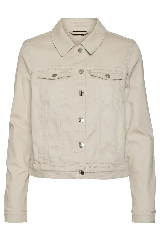 Vero Moda Wild Soya Short Denim Jacket, Pumice Stone Anorak Shell Jacket Lightweight Jacket