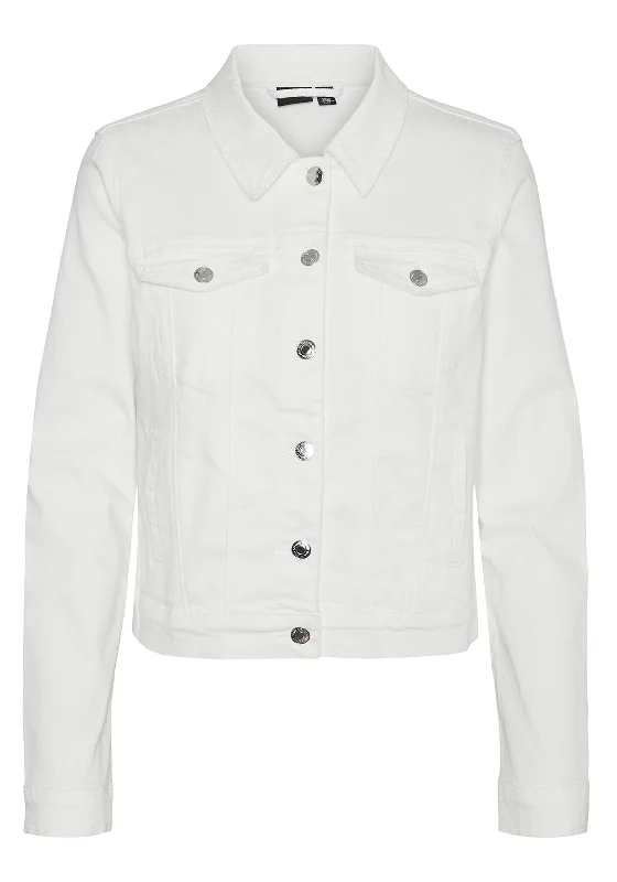 Vero Moda Wild Soya Short Denim Jacket, Snow White Satin Jacket Silk Jacket Chiffon Jacket