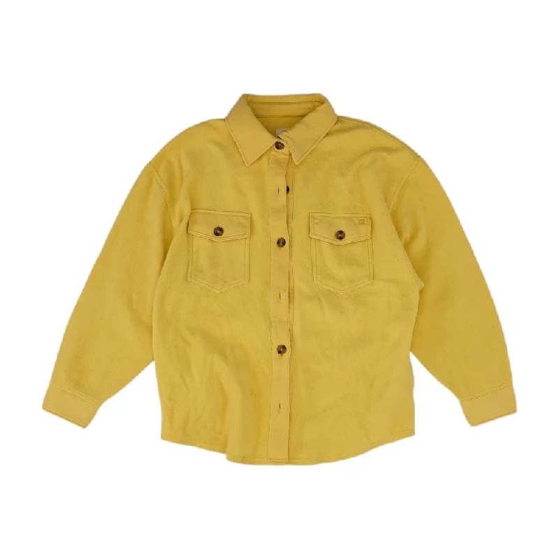 Yellow Solid Lightweight Jacket Knit Fabric Woven Fabric Fleece Fabric
