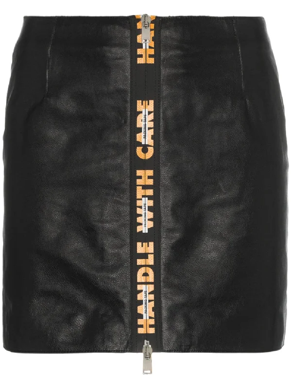 Handle With Care high waist leather mini skirt lace skirt intricate