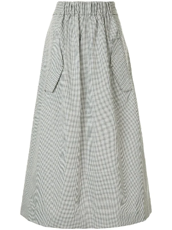 houndstooth A-line skirt leather skirt bold