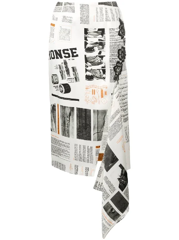 newspaper print skirt high waist skirt