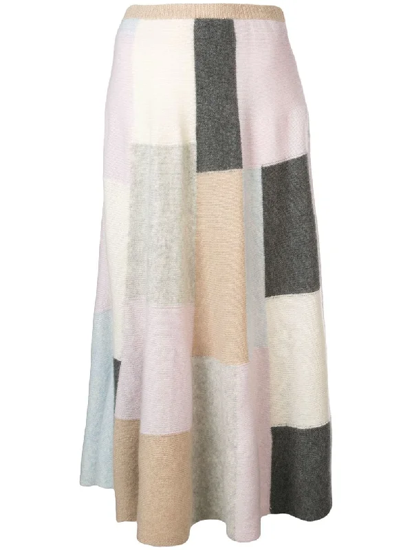 brushed cashmere flared skirt zip skirt side