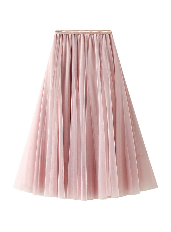 HIGH WAIST GAUZE SKIRT leather skirt bold