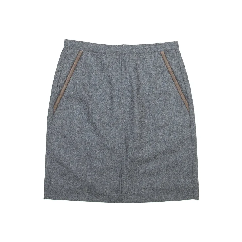 A P C Short Pencil Skirt Grey Wool Womens UK 6 wrap skirt elegant
