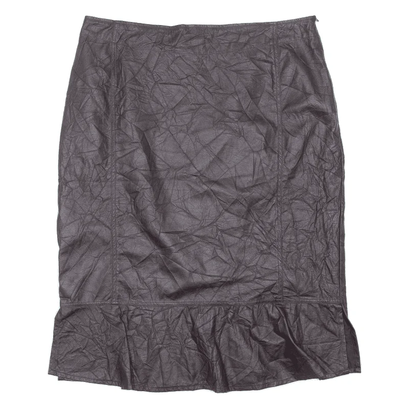 ANIMALE Faux Leather Womens Straight Skirt Brown Midi XL tiered skirt playful