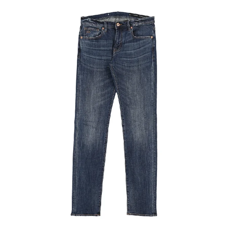 Armani Exchange Slim Jeans - 32W UK 12 Blue Cotton Elegant Tapered Leg Denim