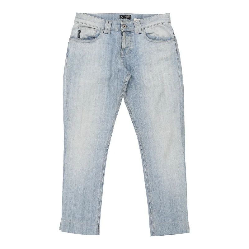 Armani Jeans Jeans - 32W UK 10 Blue Cotton Blend Comfortable Faded High-Rise Jeans