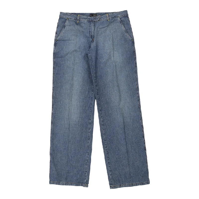 Armani Jeans Jeans - 36W UK 14 Blue Cotton Elegant Wide-Leg Jeans