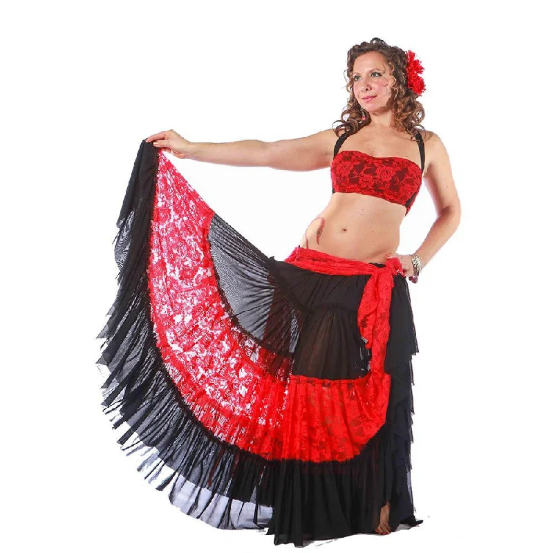 Belly Dance Skirt, Top, & Hip Scarf Costume Set | COLOR DOBLE wool skirt sturdy