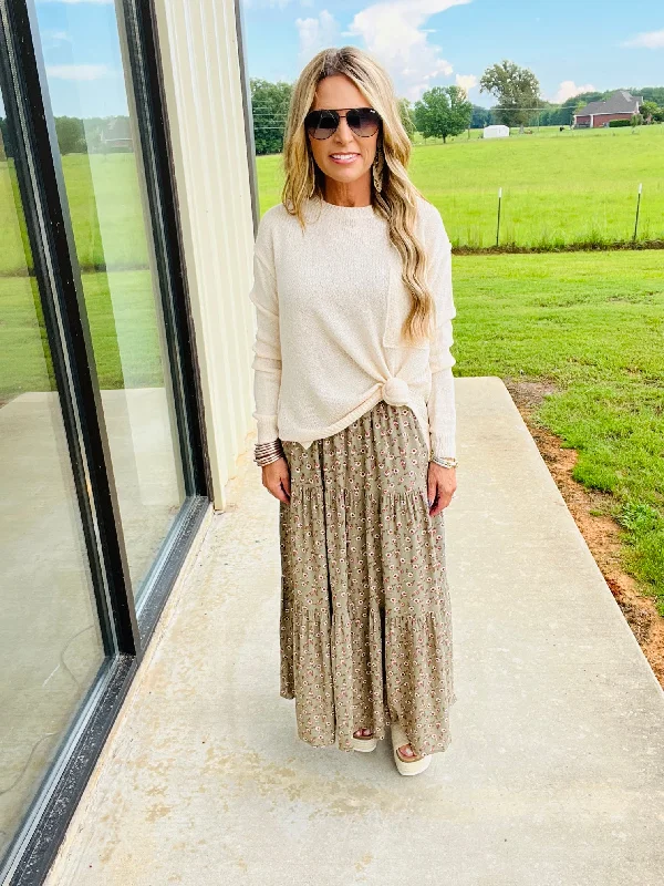 BETTER BE RIGHT MAXI SKIRT--OLIVE-FLASH SALE velvet skirt sumptuous