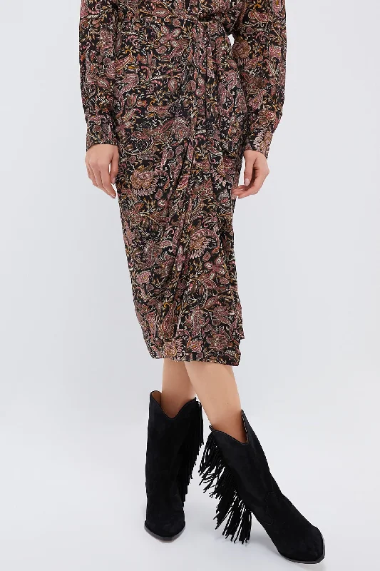 Black and Ochre Zaine Skirt patchwork skirt art