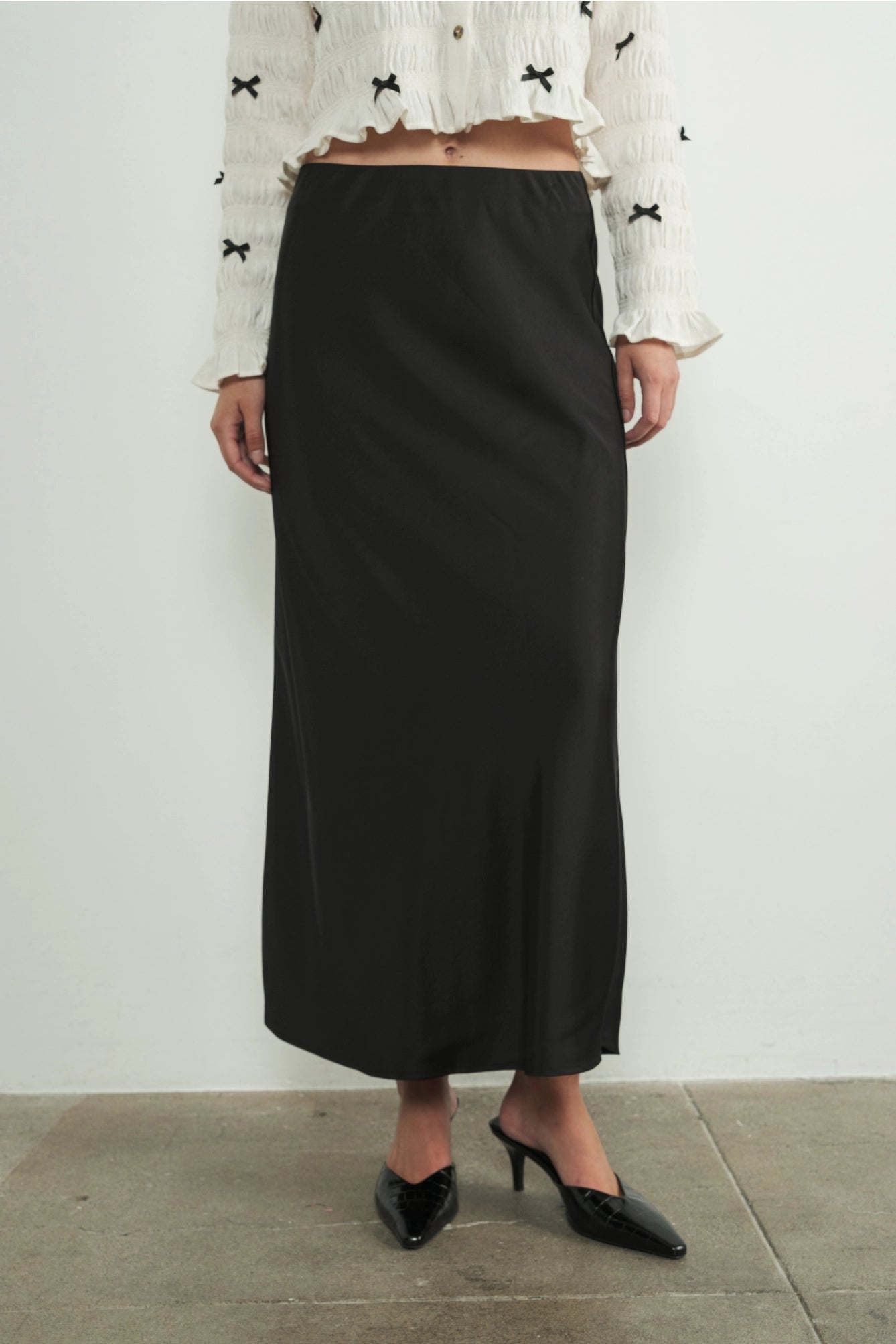 Take a Moment Satin Skirt ribbed skirt waist