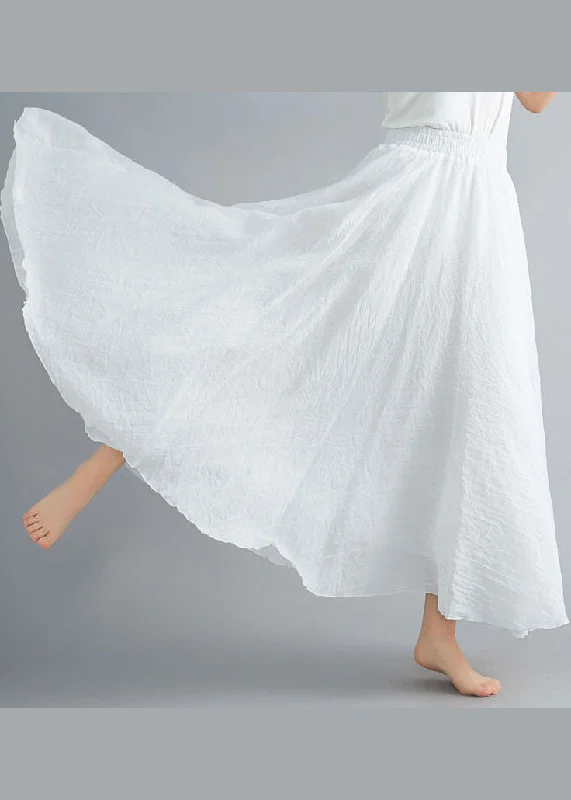 Bohemian Solid White High Waist Layered Design Cotton Skirt Summer leather skirt bold