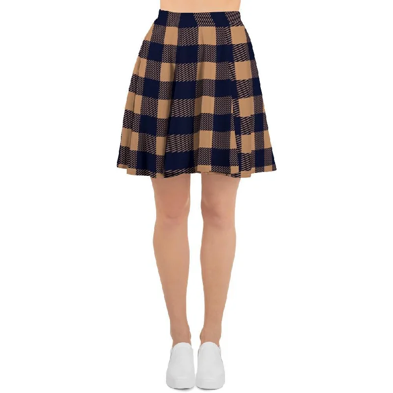 Brown Plaid Women's Skirt breathable skirt fabric