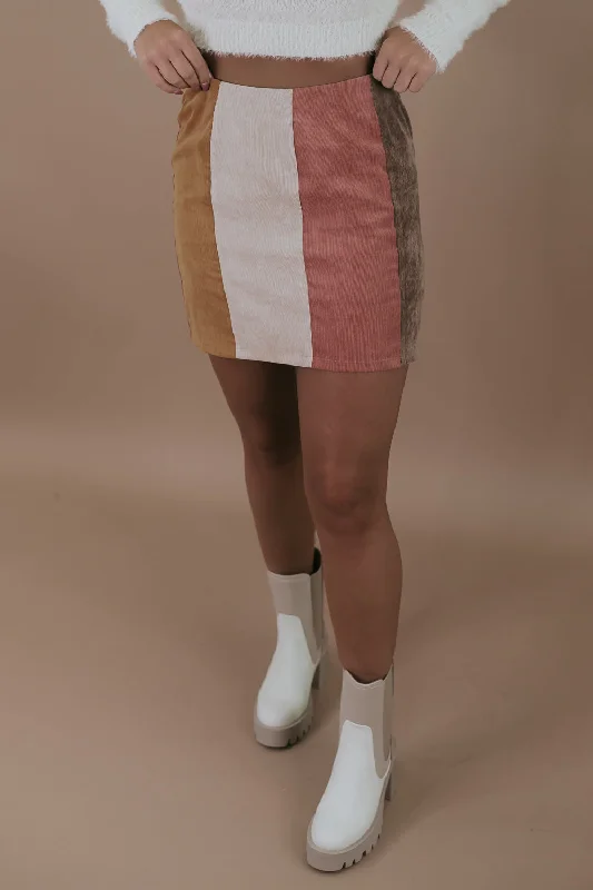 Can't Miss It Corduroy Mini Skirt, Rose/Brown lace skirt romantic