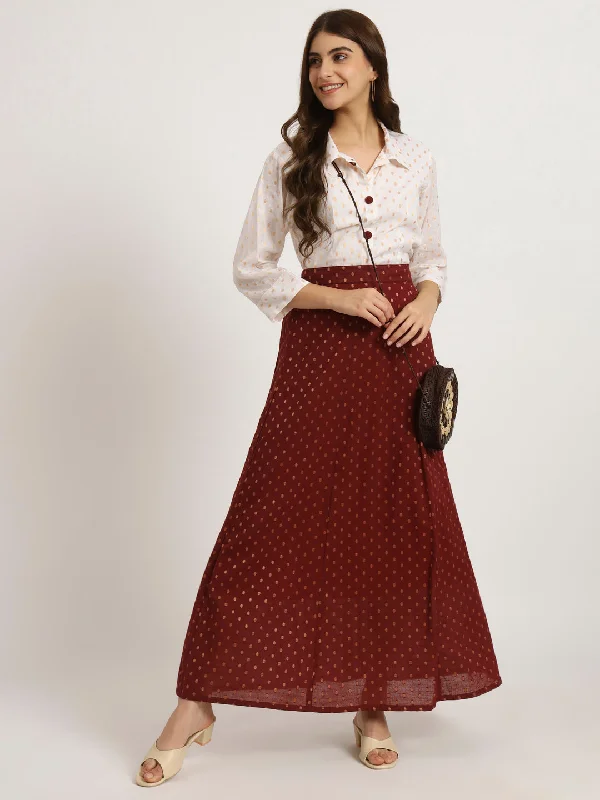 Cherry Red Long skirt set seamless skirt comfort