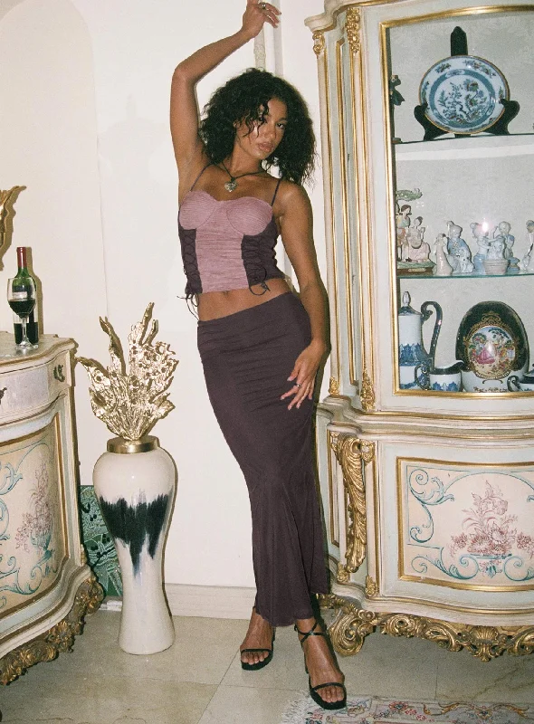 Ciana Mesh Maxi Skirt Mauve linen skirt natural