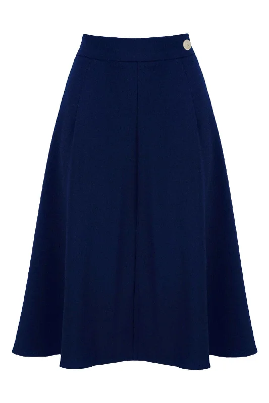 Classic 1940s Style A-Line Skirt in Navy wrap skirt elegant