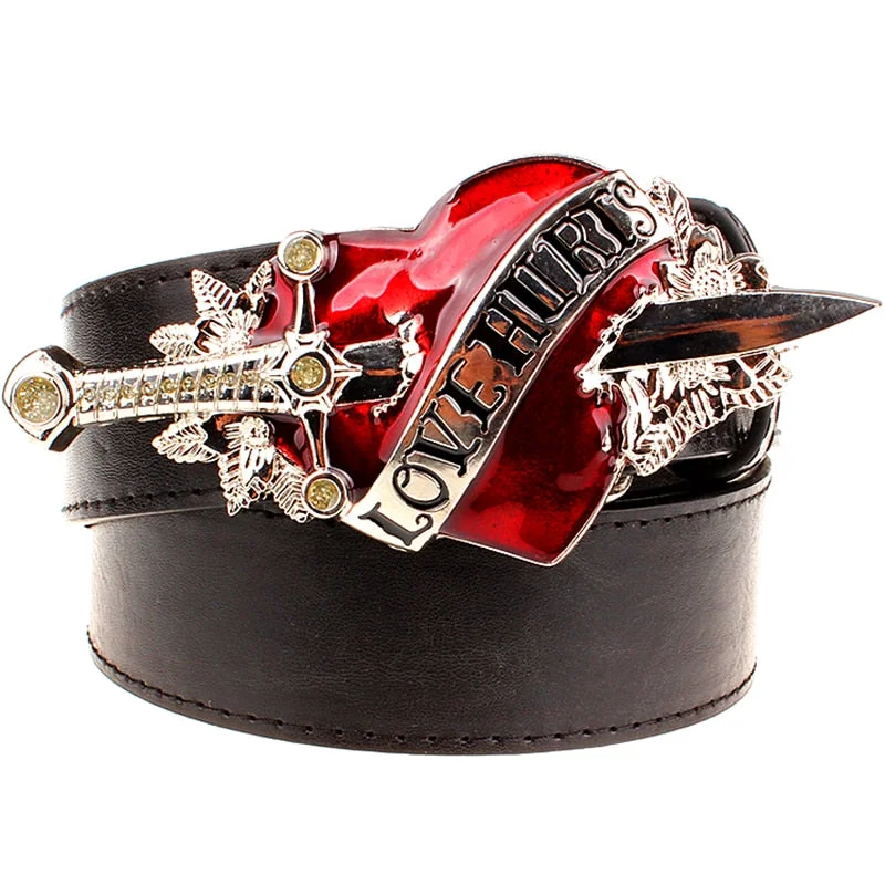 Cool Fashion Leather Belt Heart Arrow Love Hurts Design Punk Rock Waistband Women & Man Decorative belts Jeans Hip Hop Girdle Fashionable Bootcut Jeans Cool Fashion Leather Belt Heart Arrow Love Hurts Design Punk Rock Waistband Women & Man Decorative belts Jeans Hip Hop Girdle Fashionable Bootcut Jeans