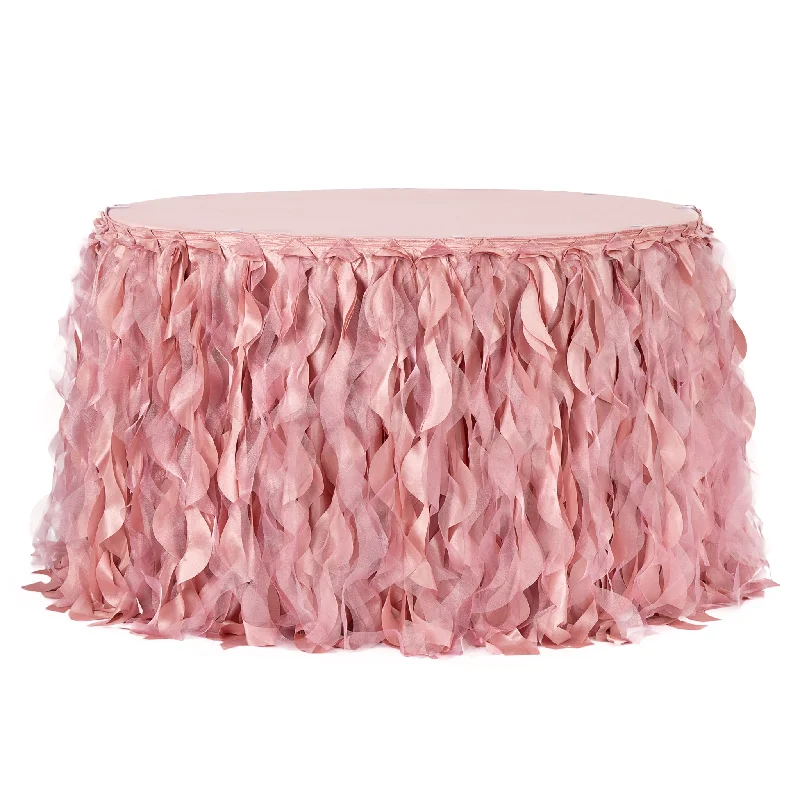 Curly Willow 17ft Table Skirt - Dusty Rose/Mauve linen skirt airy