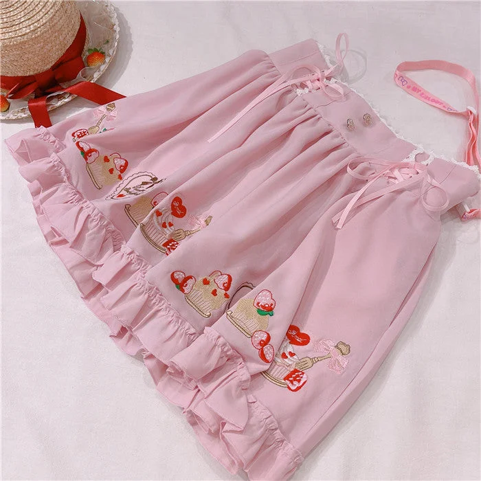 Cute embroidered skirt + top PL51689 elastic waist skirt