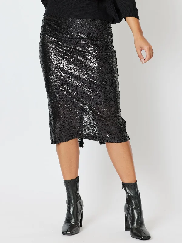 Darcy Sequin Skirt - Black velvet skirt sumptuous