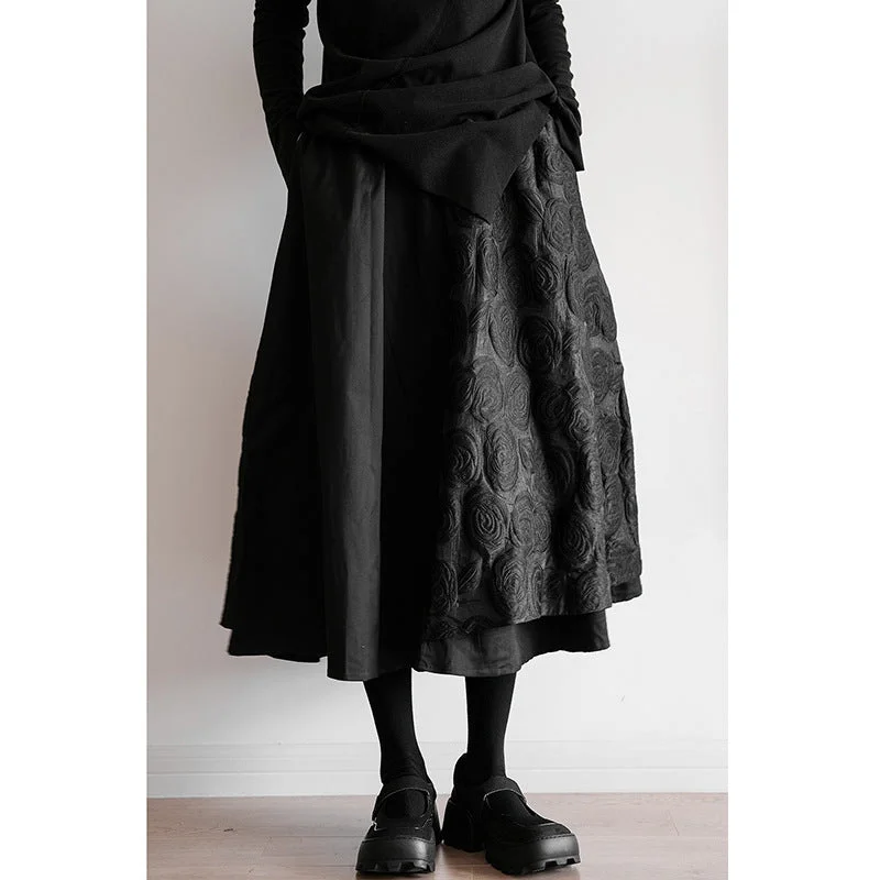 Dark Jacquard Double Panel Skirt low waist skirt