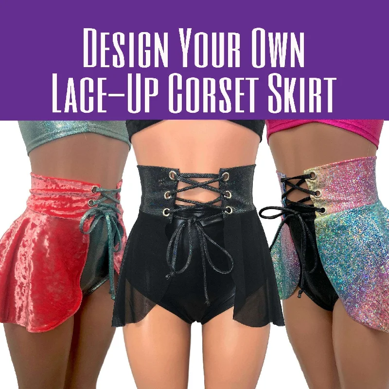 DESIGN YOUR OWN Lace-Up Corset Skirt satin skirt smooth