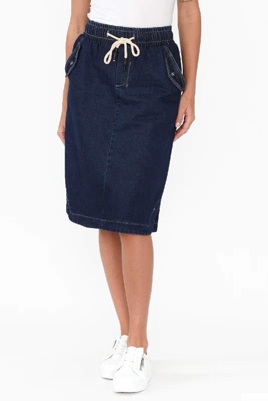 Desiree Blue Denim Pocket Skirt corduroy skirt cozy