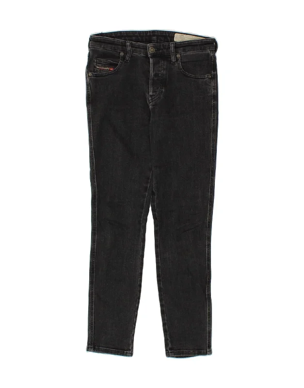 DIESEL Womens Babhila Regular Waist Slim Skinny Jeans W25 L27 Black Cotton Trendy Wide-Legged High-Waist Jeans