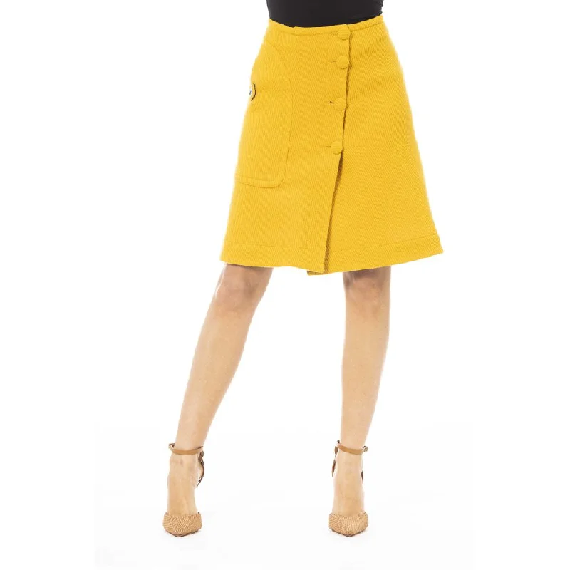 Jacob Cohen Yellow Wool Women Skirt velvet skirt plush
