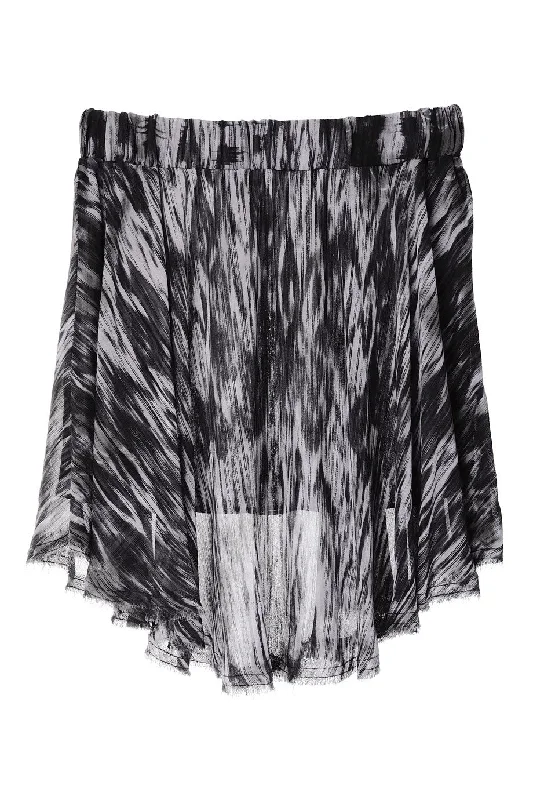 ENZA COSTA IKAT Grey Black Asymmetric Skirt belted skirt waist