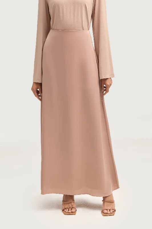 Essential Satin Maxi Skirt - Cafe au Lait chiffon skirt airy