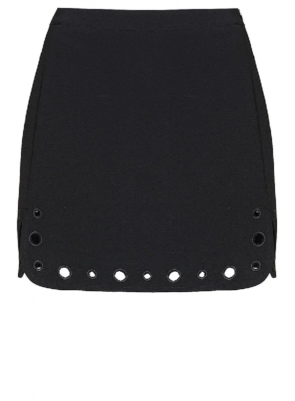 EYELET DETAIL MINI SKIRT silk skirt sleek