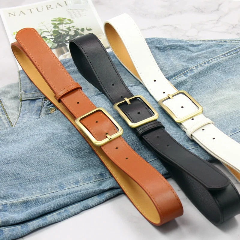 Fashion Vintage women belts student jeans belt High Quality metal pin buckle strap black PU leather wide party waistband lady Trendy Bootcut High-Waisted Jeans Fashion Vintage women belts student jeans belt High Quality metal pin buckle strap black PU leather wide party waistband lady Trendy Bootcut High-Waisted Jeans