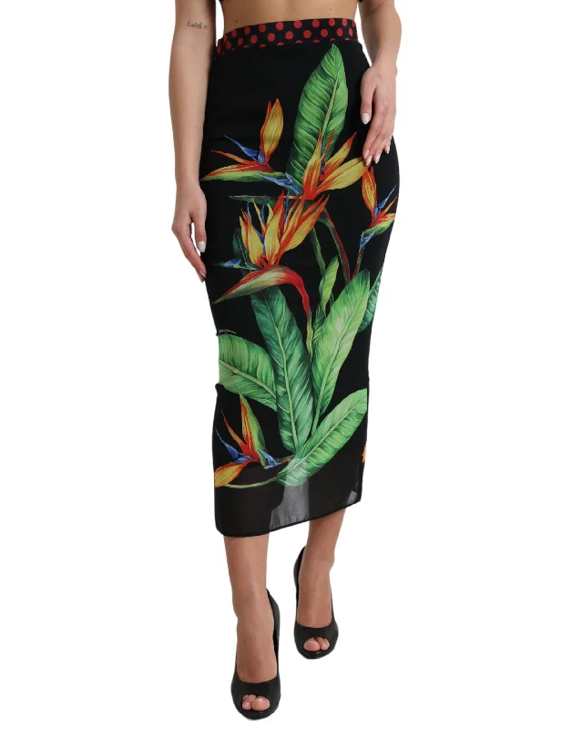 Dolce & Gabbana Floral High Waist Silk Midi Skirt wool skirt warm