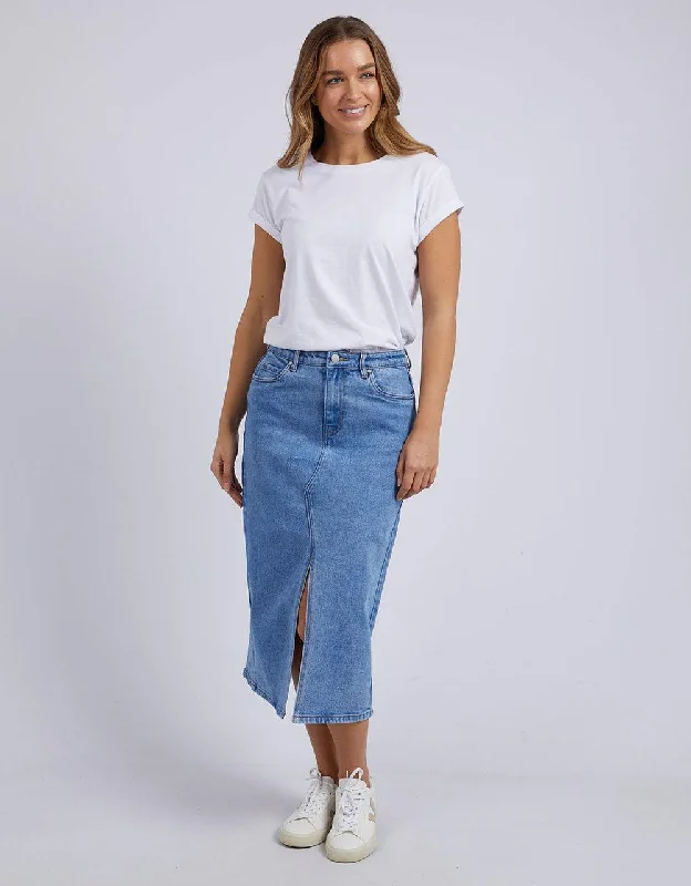 Foxwood Scout Midi Skirt Mid Blue cashmere skirt rich