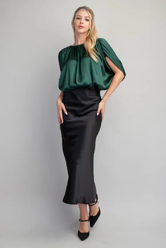 Glow Satin Skirt - Black vintage skirt charm