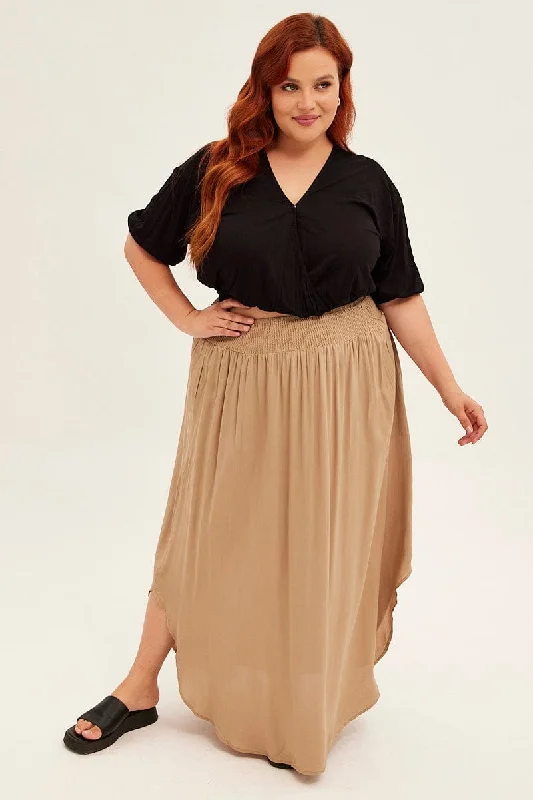Green Maxi Skirt Shirred Waist leather skirt sleek