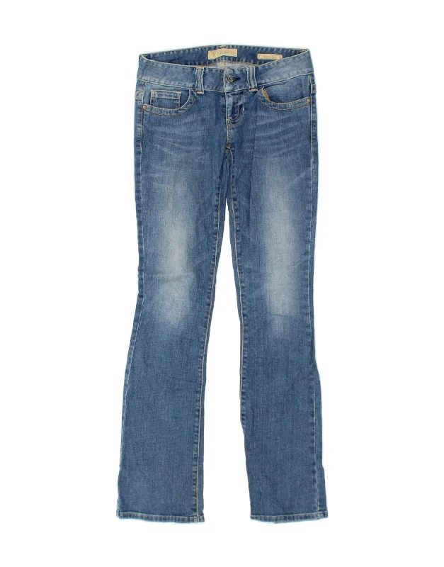 GUESS Womens Bootcut Jeans W27 L33  Blue Cotton Fashionable Raw Edge Jeans