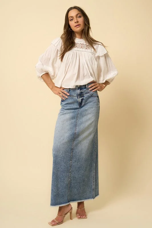 Insane Gene High Rise Flared Maxi Skirt asymmetrical skirt cut