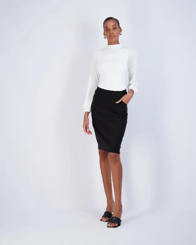 High-Waist Black Pencil Skirt tiered skirt playful