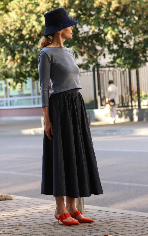 Jackard fine cotton midi skirt with embellished stars midi skirt versatile
