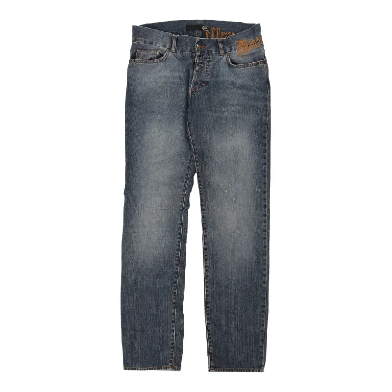 Just Cavalli Spellout Jeans - 34W UK 12 Dark Wash Cotton Fashionable Slouchy Fit Jeans Just Cavalli Spellout Jeans - 34W UK 12 Dark Wash Cotton Fashionable Slouchy Fit Jeans